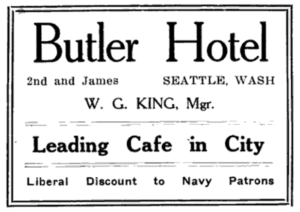 An ad for the Butler Hotel from a 1913 Navy publication.